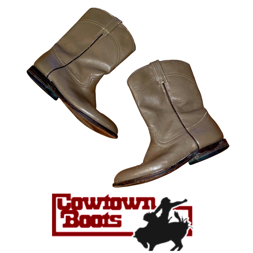 Cowtown Cowboy Boots Men’s Leather Brown Taupe Size 10 Preowned Condition